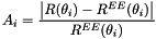\[ A_i = \frac{\left |R(\theta_i) - R^{EE}(\theta_i)\right |}{R^{EE}(\theta_i)} \]