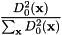 \[ \frac{D^2_0(\textbf{x})}{\sum_{\textbf{x}}{D^2_0(\textbf{x})}} \]