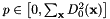 $p \in \left[ 0, \sum_{\textbf{x}}{D^2_0(\textbf{x})} \right]$