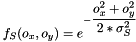$f_S(o_x, o_y)=e^{-\dfrac{o_x^2+o_y^2}{2*\sigma_S^2}}$